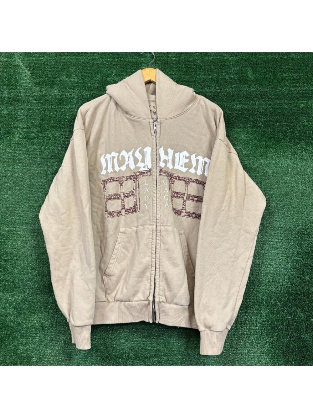 Lady Gaga Mayhem Tour Dress Motif Zip-Up Hoodie Size Large